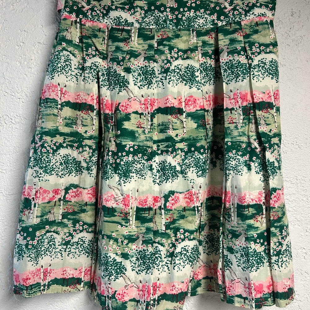 Cath Kidston Green and Pink A-Line Skirt